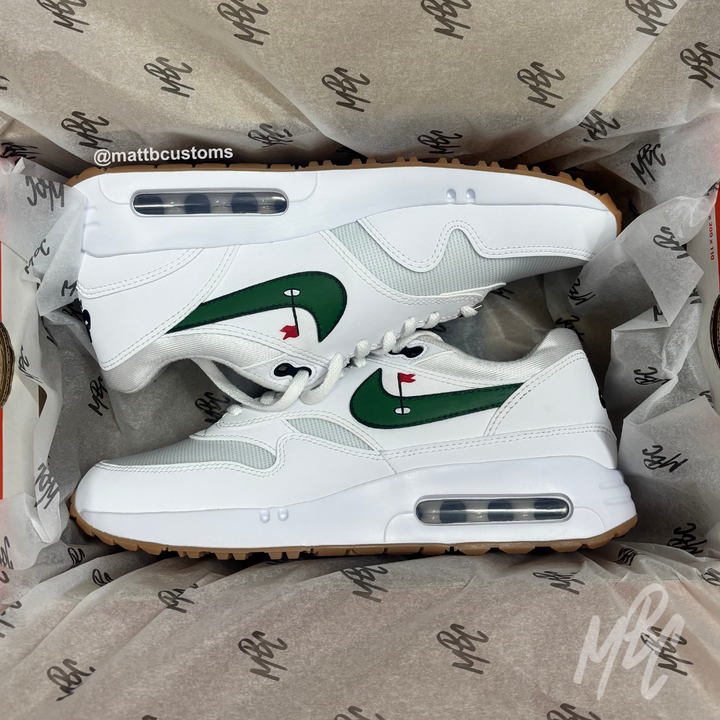 Clean on the Green Air Max 1 Golf custom trainers