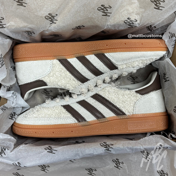 Custom Coffee Cream Boucle Adidas Trainers