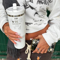 Custom Engraved Stanley IceFlow Flip Straw. Pinterest girly fashion essentials. Custom drinkware gift with name engraving for lifestyle or corporate use.