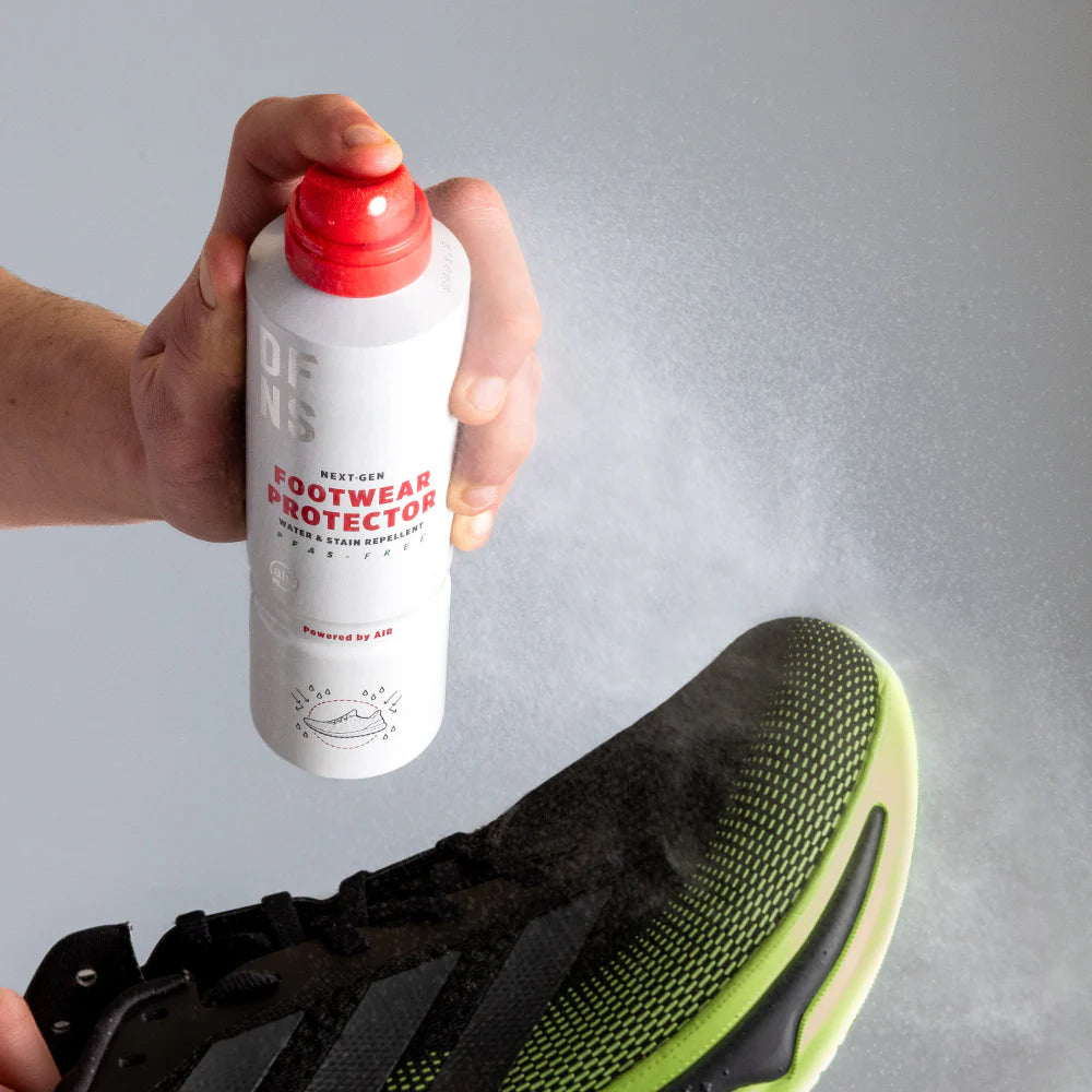 DFNS Footwear Protector Spray Application On Running Shoe