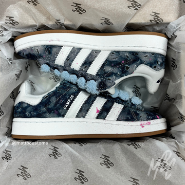 Distressed Denim Adidas Campus Custom Trainers