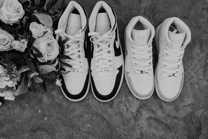 Custom Nike Jordan 1 Mid Trainers for Bride & Groom