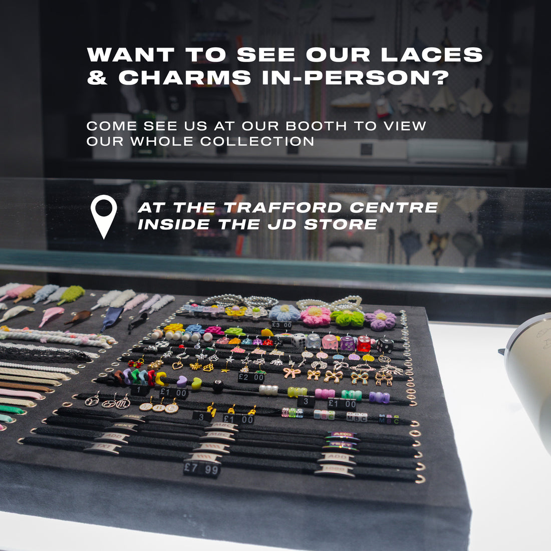 MattB Customs lace charms display at the trafford centre inside the JD store