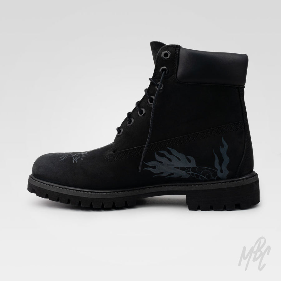 Flaming Dragon Hand Painted Black Timberland Custom Boots