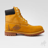 Flaming Dragon Hand Painted Tan Timberland Custom Boots