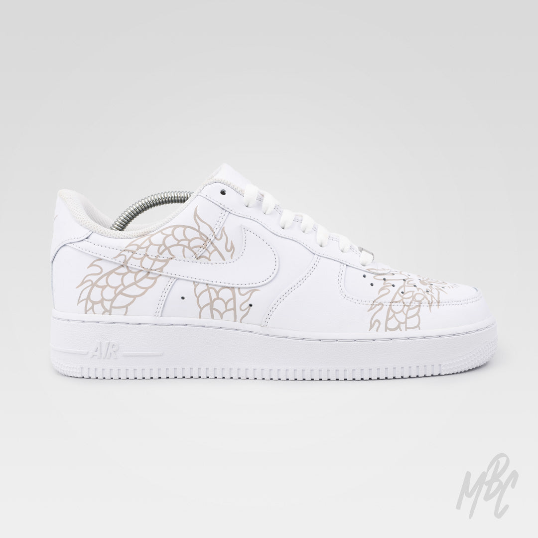 Nike Air Force 1 Custom Sneakers with Hand Painted Design - Flaming Dragon