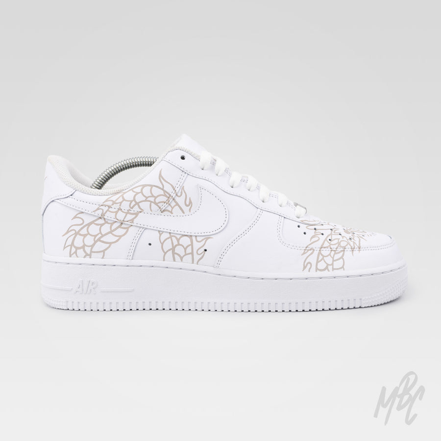 Nike Air Force 1 Custom Sneakers with Hand Painted Design - Flaming Dragon