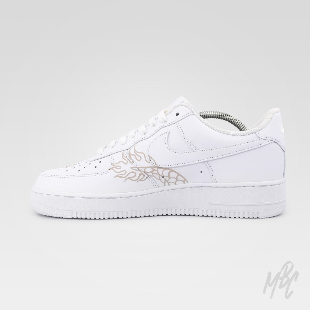 Nike Air Force 1 Custom Sneakers with Hand Painted Design - Flaming Dragon