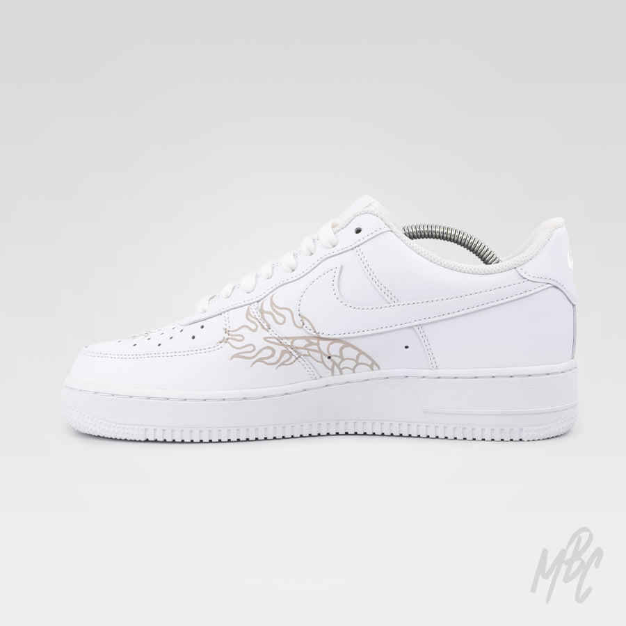 Nike Air Force 1 Custom Sneakers with Hand Painted Design - Flaming Dragon