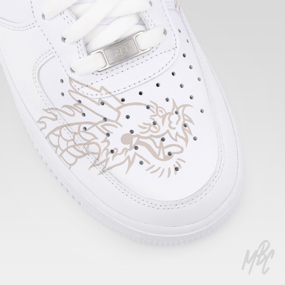 Nike Air Force 1 Custom Sneakers with Hand Painted Design - Flaming Dragon