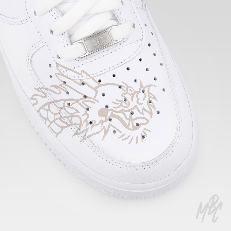 Nike Air Force 1 Custom Sneakers with Hand Painted Design - Flaming Dragon