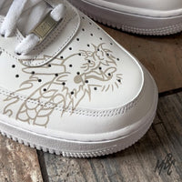 Flaming Dragon Nike Air Force 1 Custom Sneakers with Hand Painted Design