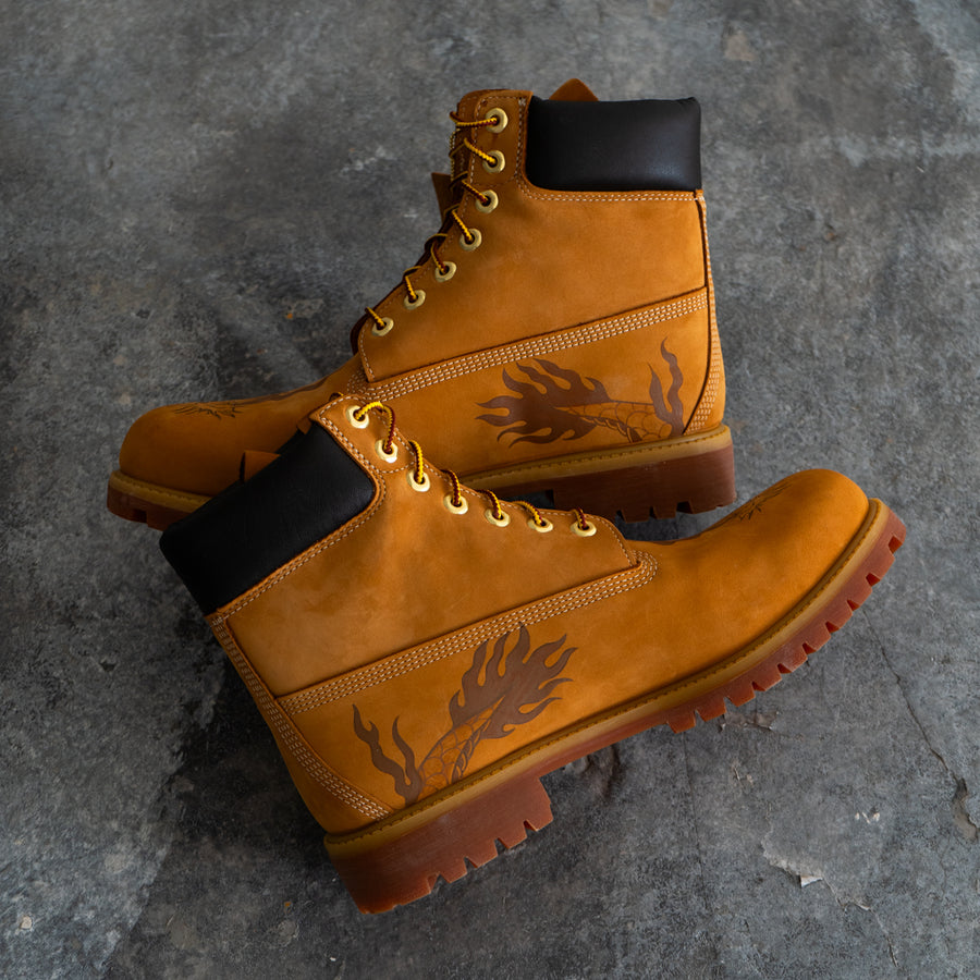 Flaming Dragon - Timberland Tan Boot Custom – MattB Customs