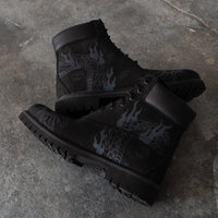 Flaming Dragon - Timberland Black Boot Custom