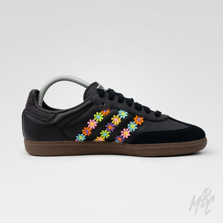 Flower Power Black Samba Custom Sneakers