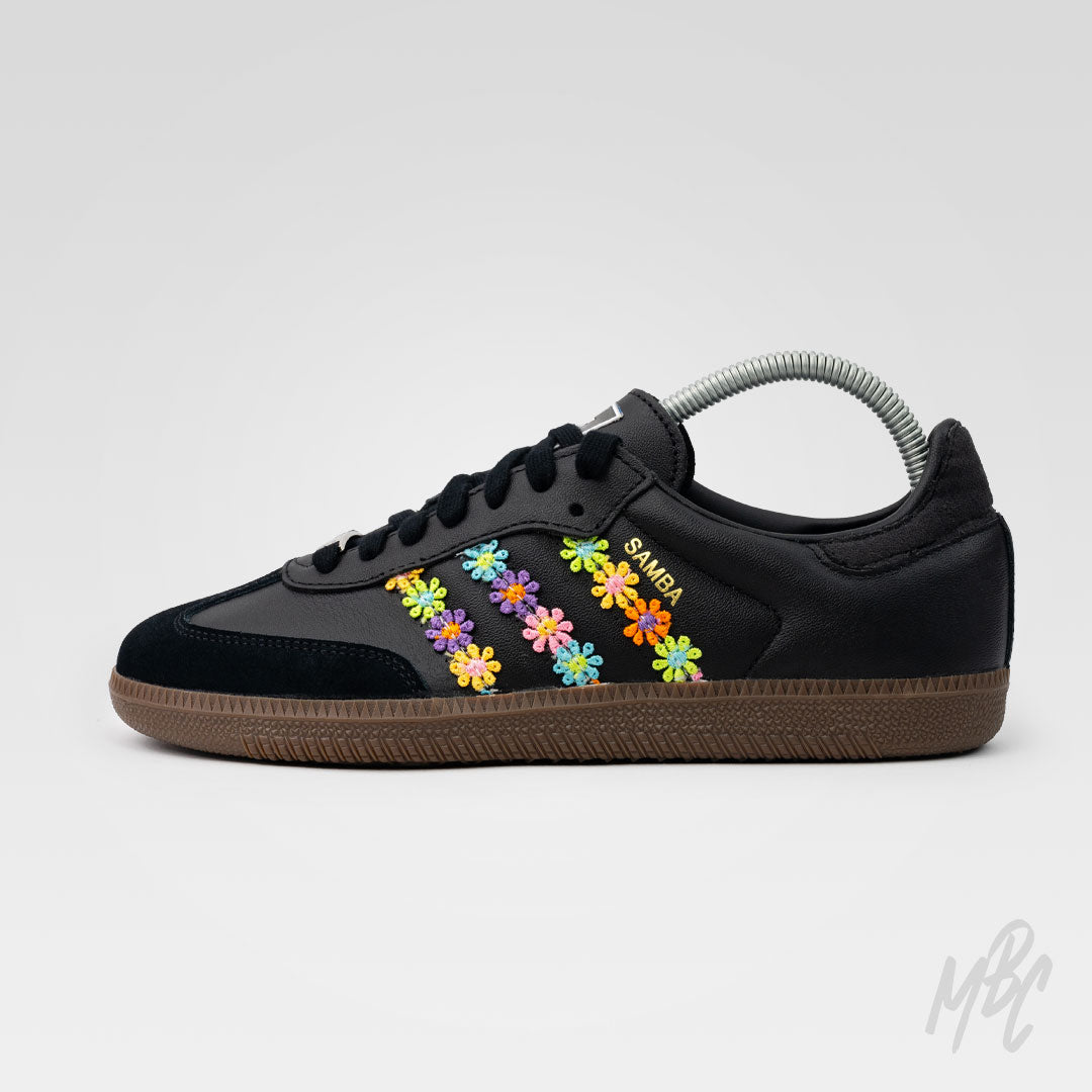 Flower Power Black Samba Custom Sneakers