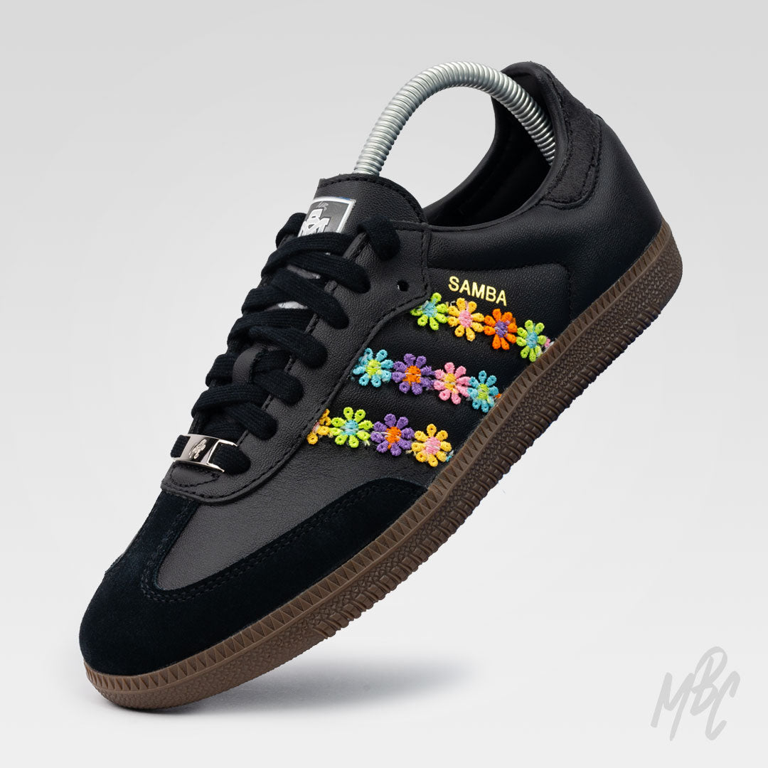 Flower Power Black Samba Custom Sneakers