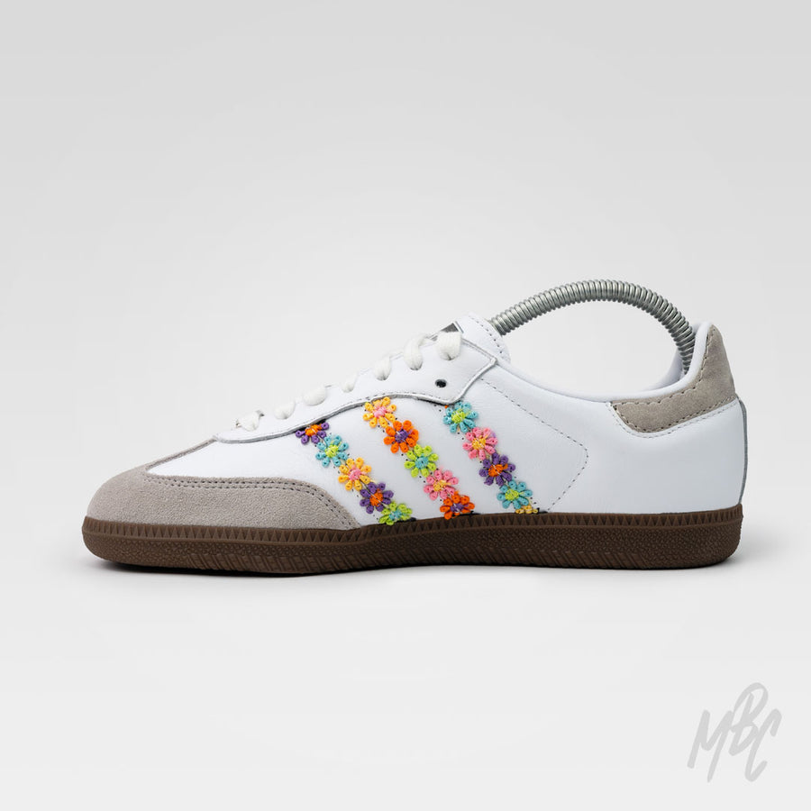 Flower Power White Samba Custom Sneakers