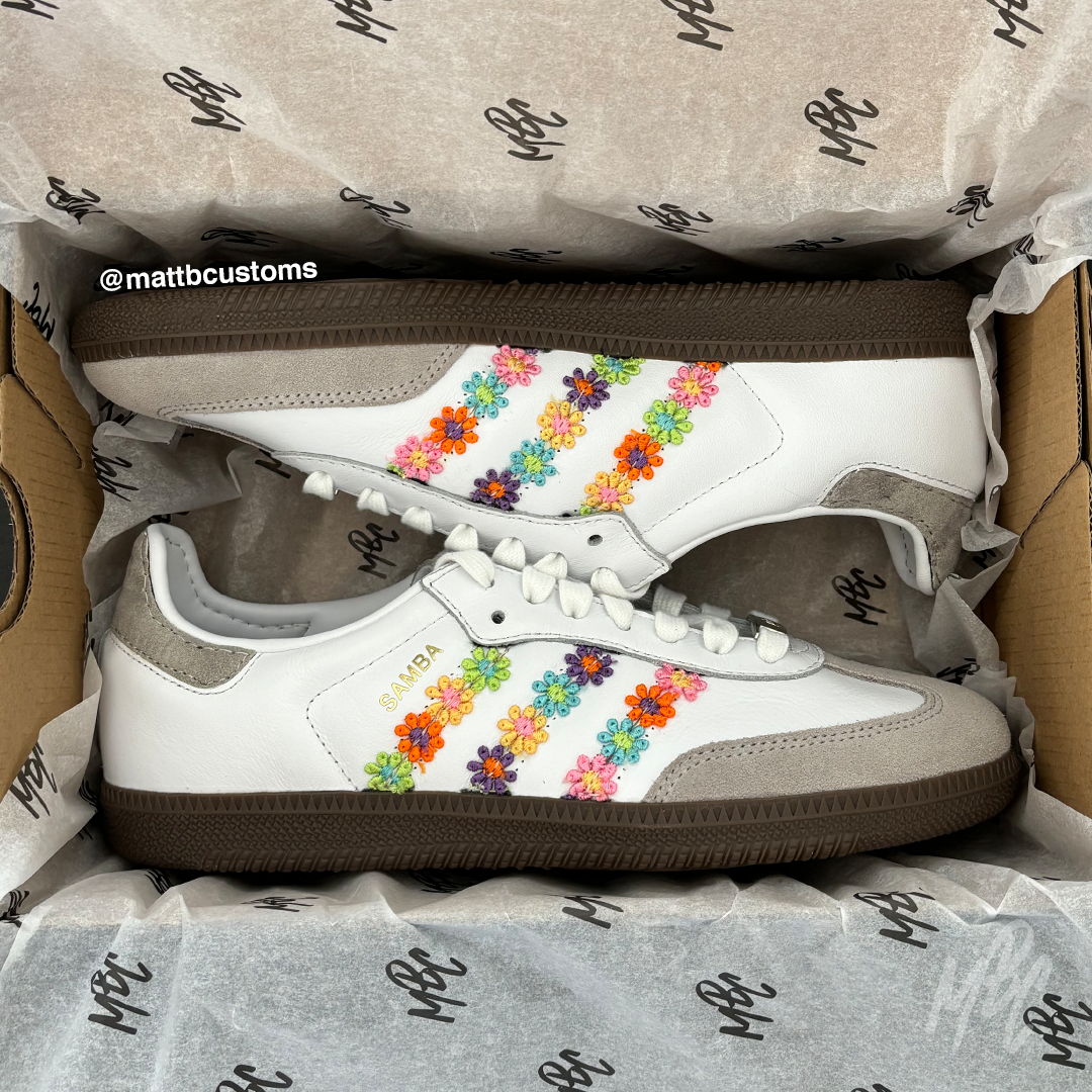 Flower Power - Adidas Samba Custom Trainers