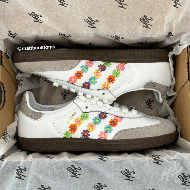 Flower Power - Adidas Samba Custom Trainers