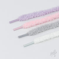 Fluffy Shoelaces in Lilac, Pink, Grey and White