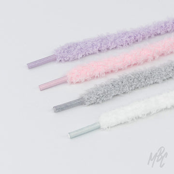 Fluffy Shoelaces in Lilac, Pink, Grey and White