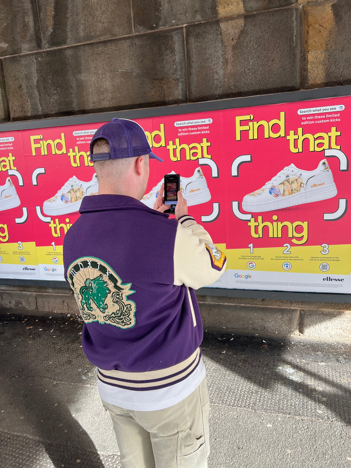 Matt interacting with the 'Find That Thing' Google billboard 