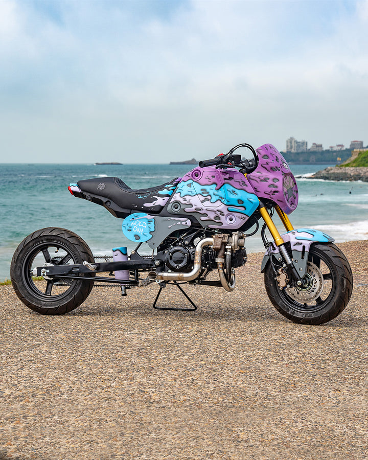 Customised Honda bike on the beach