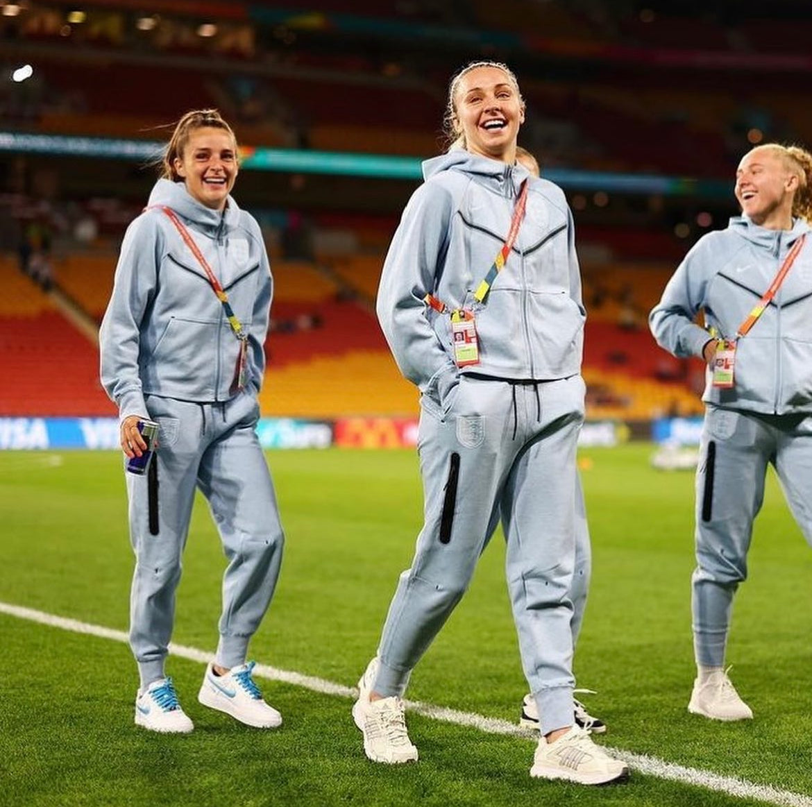 England Lionesses wearing custom Nike Air Force 1 trainers