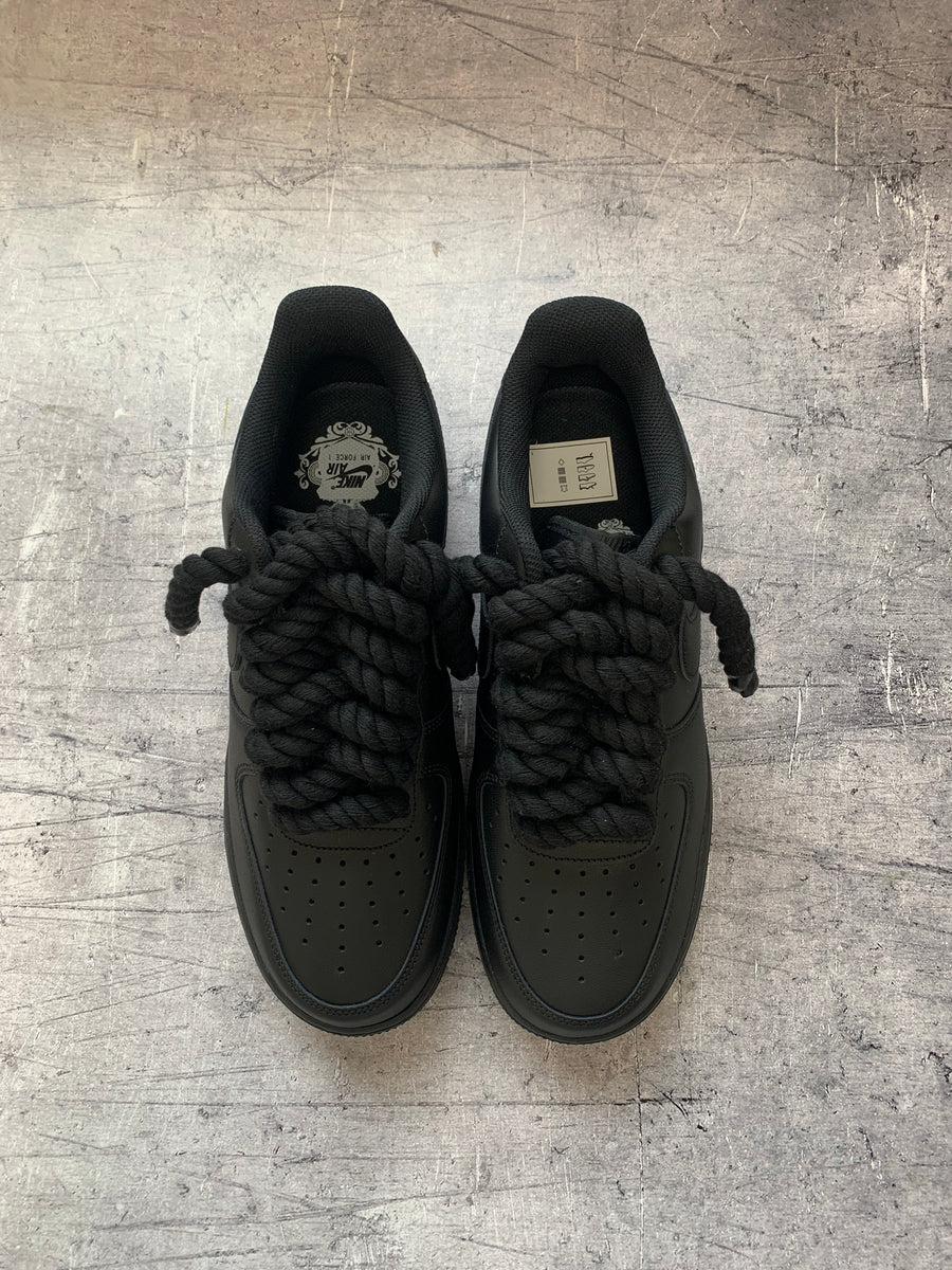 Black Thicc Laces - Black Air Force 1 | UK 6.5 Nike Sneakers