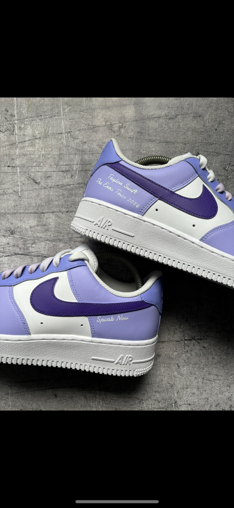 Custom Nike Air Force 1 inspired by Taylor Swift Speak Now with personalised tour details