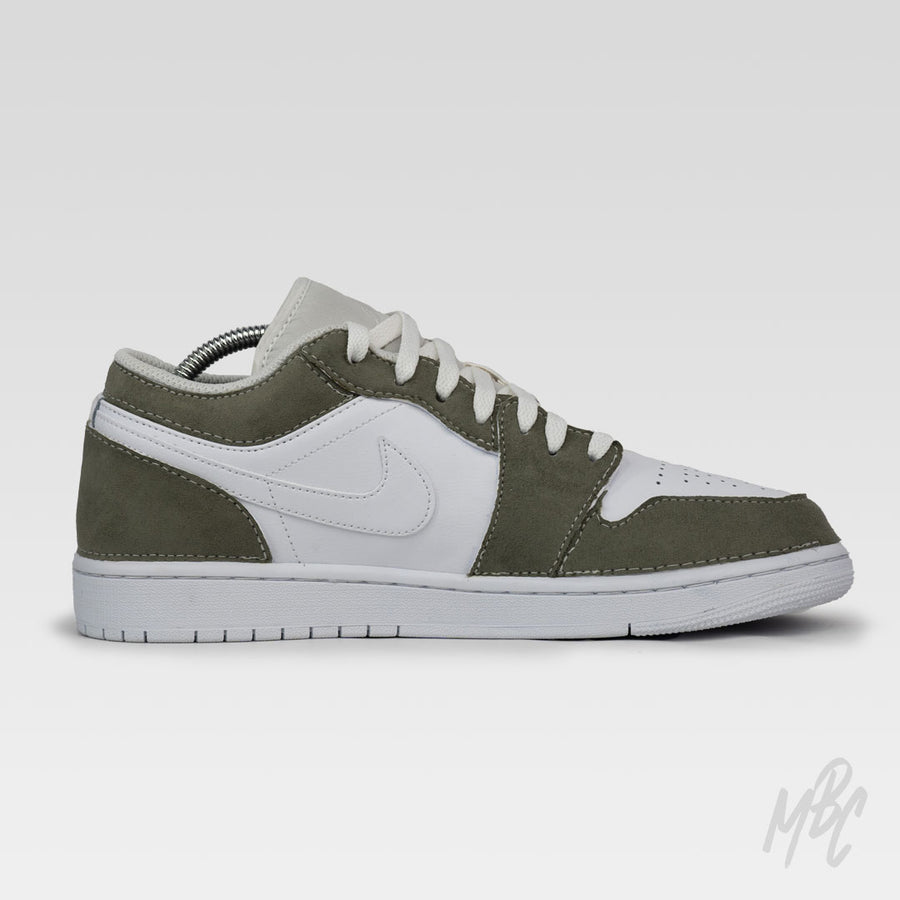 Sage Suede Reverse Swoosh - Jordan 1 Low Custom Nike Sneakers