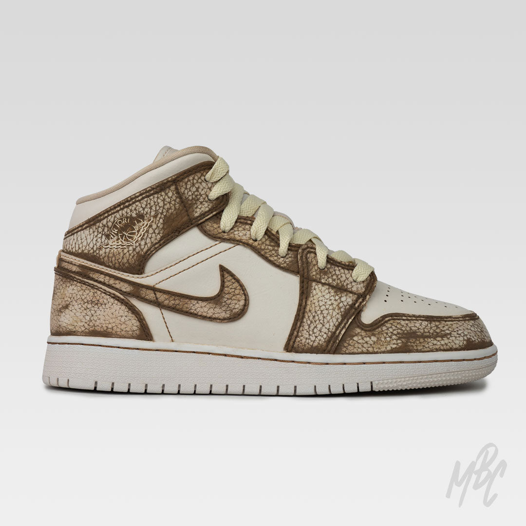 Aged Washed Out Colourway Jordan 1 Mid Custom Sneaker