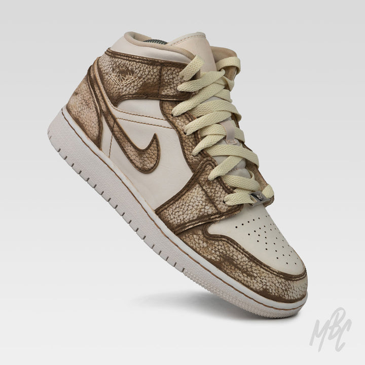 Aged Washed Out Colourway Jordan 1 Mid Custom Sneaker