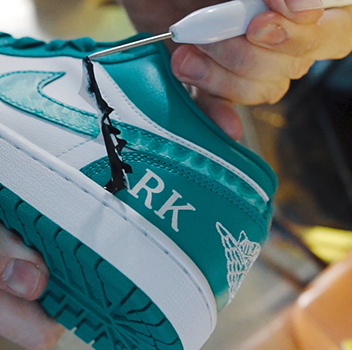 custom jordan 1 low trainers with initials hand painted on