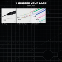 Lace Charm Pack lace options including doily, candy rope and gradient shoe laces for custom sneakers