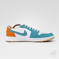 Custom golf shoes Nike Air Jordan 1 Low Golf Miami Country Club colourway with premium leather upper