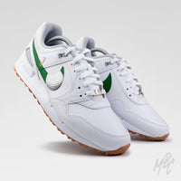 Custom Nike Pegasus 89 Golf sneaker customised with green swoosh and golfer hitting ball illusion