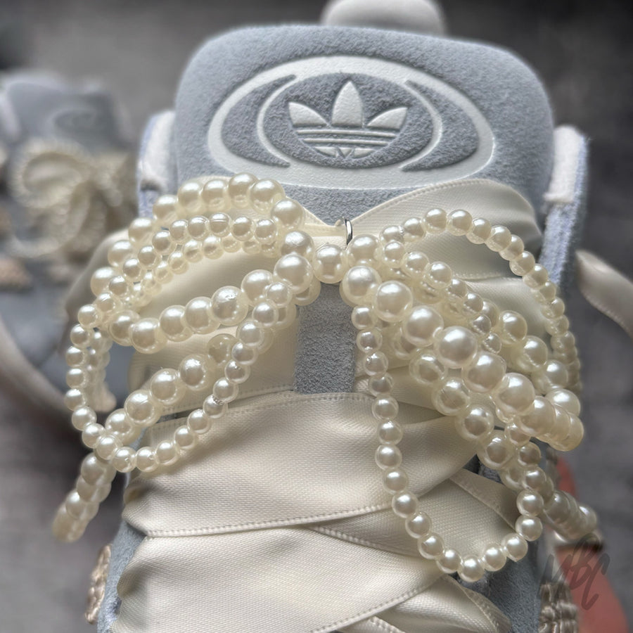 Custom Adidas Campus Sneaker with Ribbon Lace and Pearls