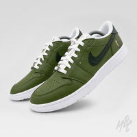 Custom Jordan 1 Low Off The Tee green and white golf sneakers pair angled view