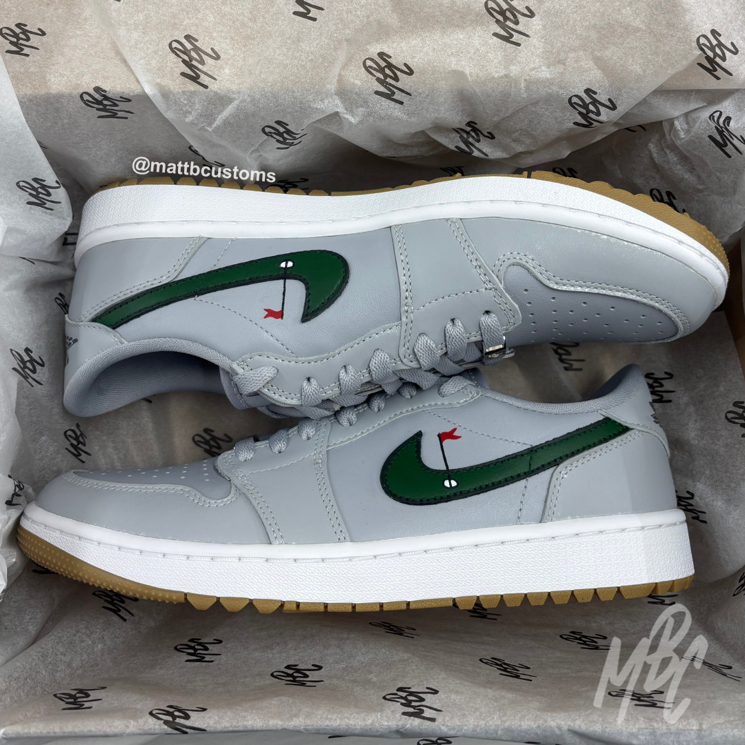 Clean On The Green - Jordan 1 Low Golf Custom | UK 8