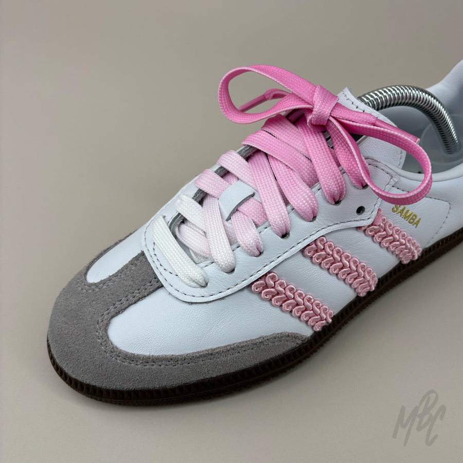 Pink Gradient Shoelaces on Adidas Samba Custom Sneaker