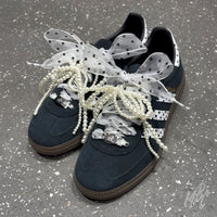 women’s custom Adidas Spezial with pearl lace detailing
