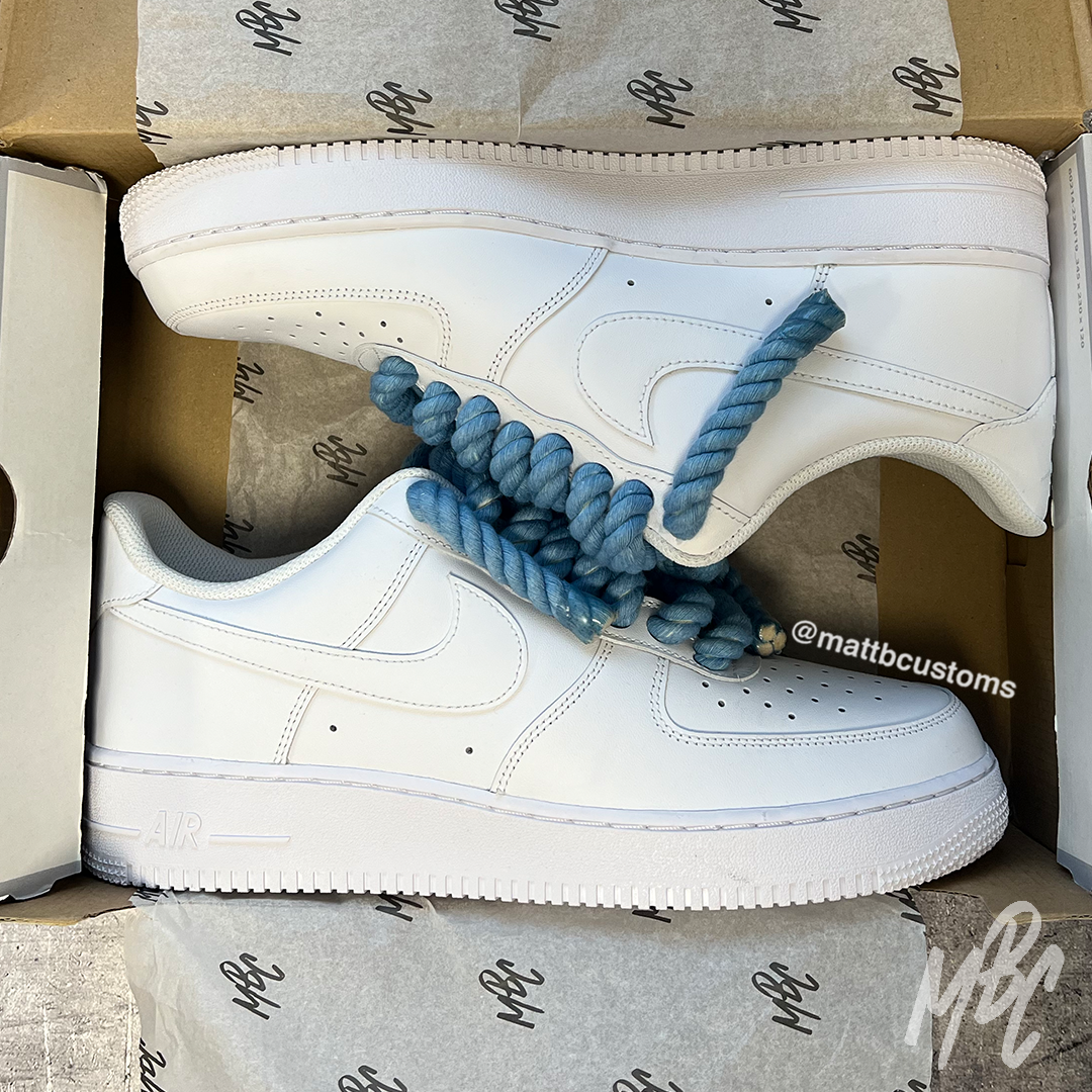 Blue Thicc Lace Custom Nike Air Force 1 Trainers