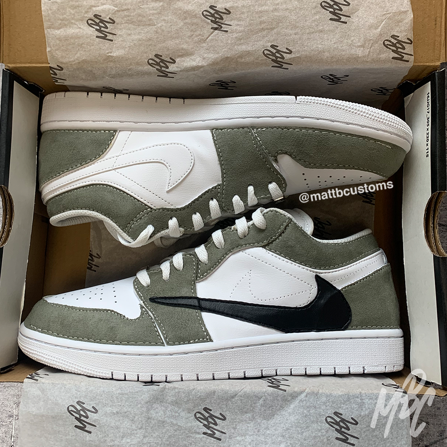 Sage Suede Reverse Swoosh - Jordan 1 Low | UK 9 Nike Sneakers