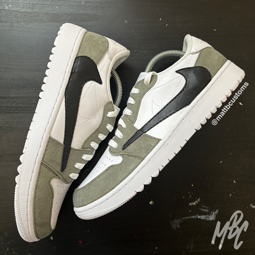 Sage Green Suede OG Reverse Swoosh Jordan 1 Low Golf