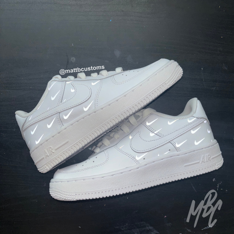 Reflective Mini Swoosh - Air Force 1 Custom Trainers