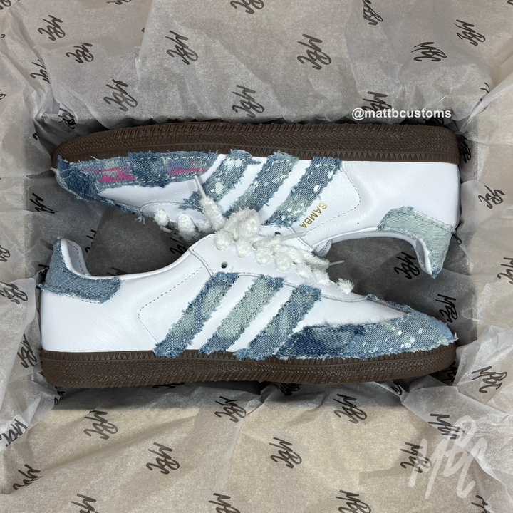  Reworked Denim Samba Custom Trainers