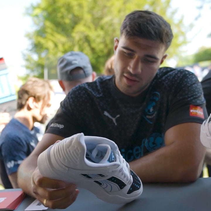 Tommy Fury with his custom shoes at Soccer Aid