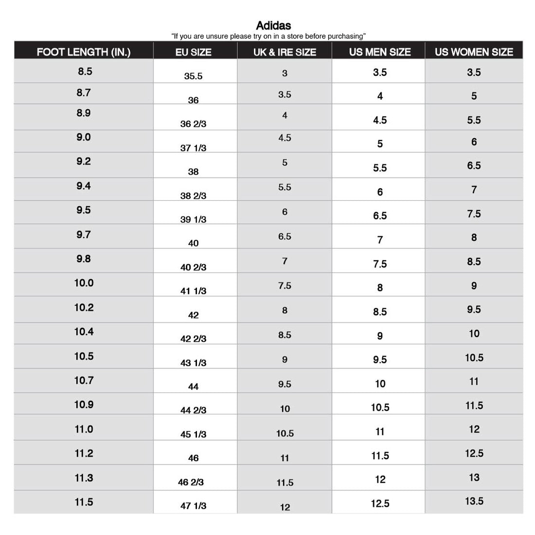 Adidas us to uk size chart india Clearance
